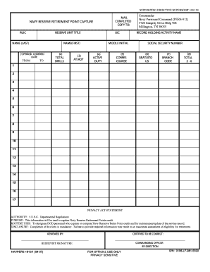 Navy Reserve Retirement Point Capture Form