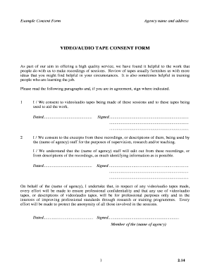 Consent Form for Audio/Video Recording