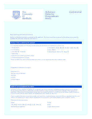 Postgraduate Study Reference Form