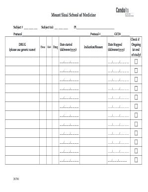 Mount Sinai Drug Protocol Form