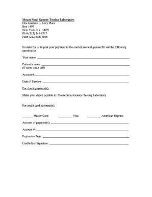 Mount Sinai Genetic Testing Payment Form