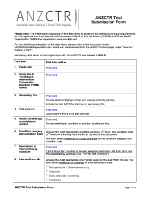 ANZCTR Clinical Trial Registration Form