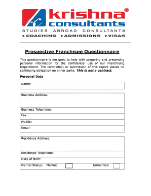 Prospective Franchisee Questionnaire