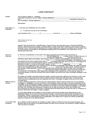 Michigan Land Contract Agreement