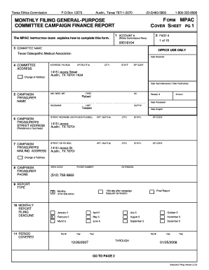 Texas Campaign Finance Report MPAC