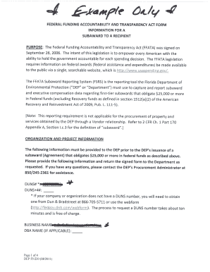 Florida DEP Subaward Reporting Form