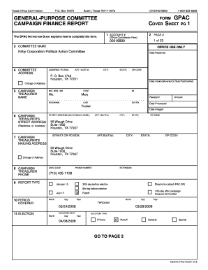 Texas Ethics Commission GPAC Form