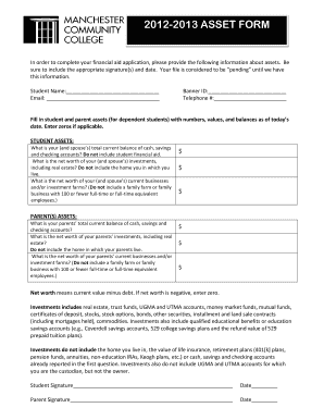 2012-2013 Asset Form