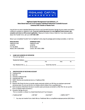 Highland Funds IRA Transfer Form