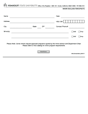 Minor Declaration Form