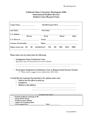 California Student Letter Request Form