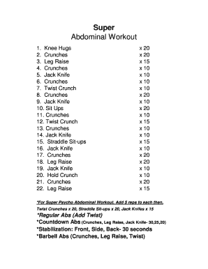 Fillable Online Abdominal Workout Fax Email Print - pdfFiller