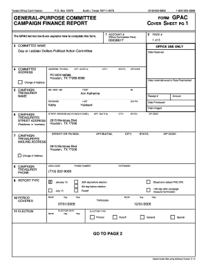 Texas General-Purpose Committee Form GPAC