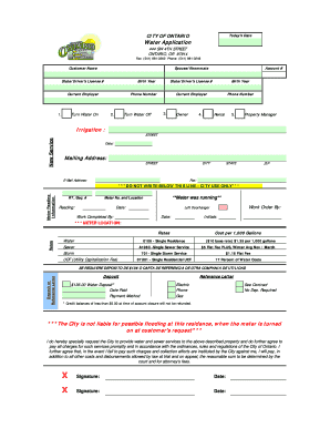 City of Ontario Water Application