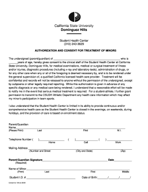 Authorization and Consent for Treatment of Minors