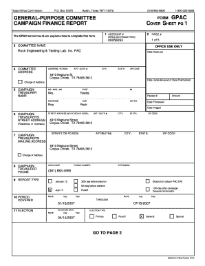 Texas Ethics Commission GPAC Form
