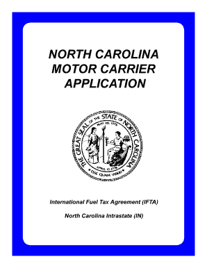 North Carolina IFTA Motor Carrier License Application
