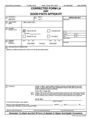 Texas Lobby Activities Report Form LA
