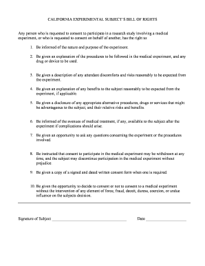 California Experimental Subject's Bill of Rights