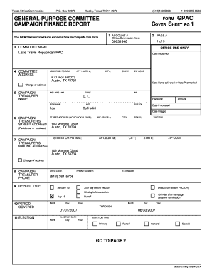 Texas General-Purpose Committee Campaign Finance Report