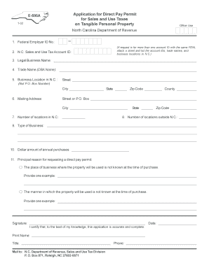 North Carolina Direct Pay Permit Application