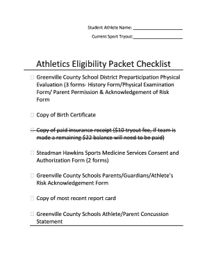 Greenville County School District Athletics Eligibility Packet