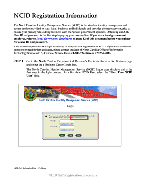 NCID Self Registration Form