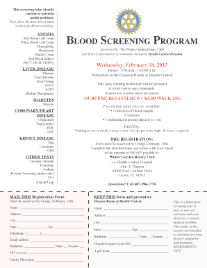 Health Screening Registration Form