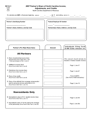 North Carolina K-1 Form 2007