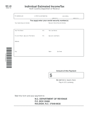 North Carolina NC-40 Tax Form