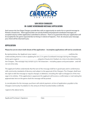 San Diego Chargers Scoreboard Message Application