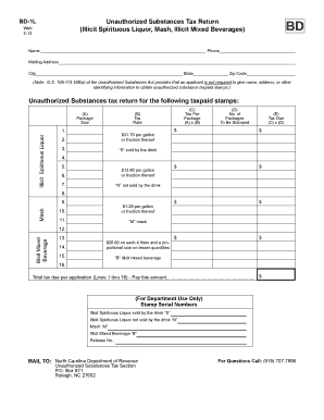 Unauthorized Substances Tax Return