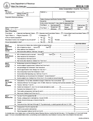 Iowa Corporation Income Tax Return
