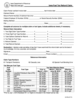 Iowa Fuel Tax Refund Claim