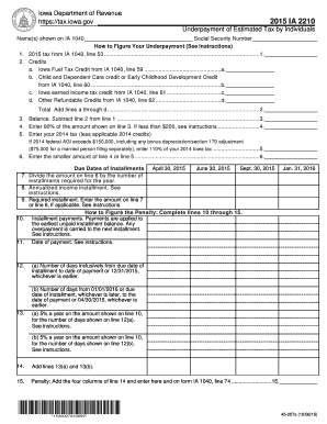 Iowa Underpayment of Estimated Tax Form 2015