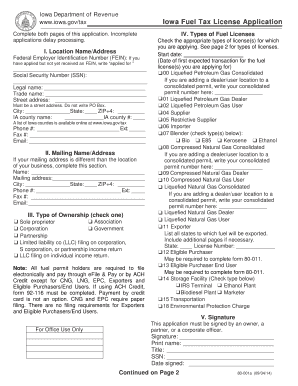 Iowa Fuel Tax License Application