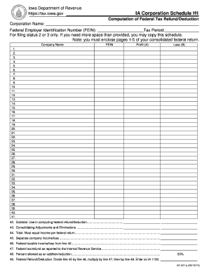 Iowa Corporation Schedule H1