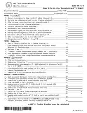 Iowa S Corporation Apportionment Tax Credit Form