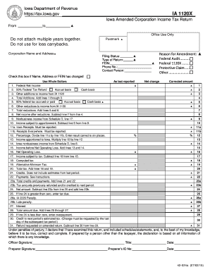 Iowa Amended Corporation Income Tax Return