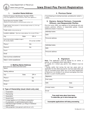 Iowa Direct Pay Permit Registration