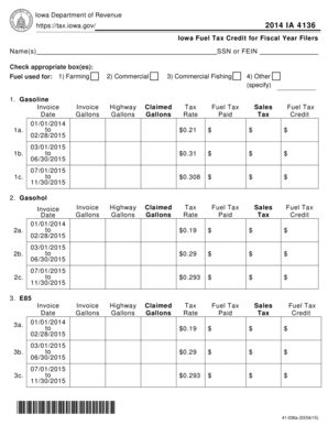 Iowa Fuel Tax Credit Form 4136