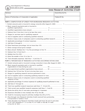 Iowa Research Activities Credit Form