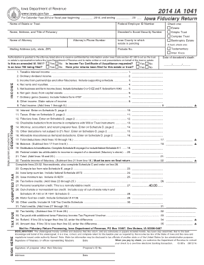 Iowa Fiduciary Return Form IA 1041