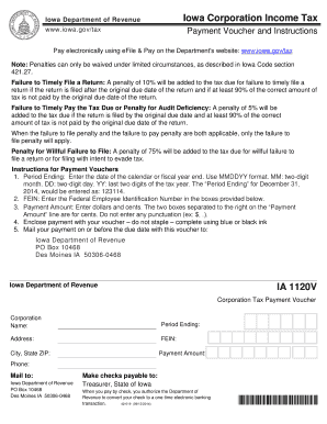 Iowa Corporation Income Tax Payment Voucher