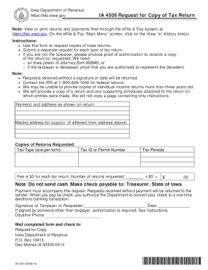 Iowa Tax Return Copy Request Form