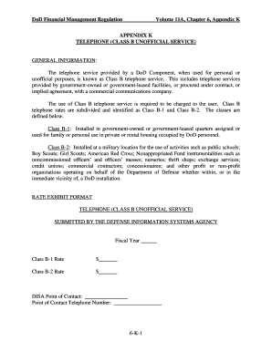 DoD Class B Telephone Service Rate Form