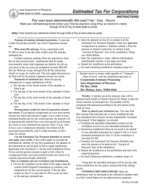 Iowa Corporation Estimated Tax Payment Form