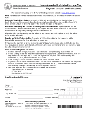 Iowa Amended Individual Income Tax Payment Voucher