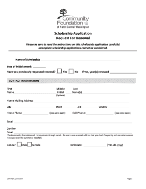Scholarship Application Renewal Form