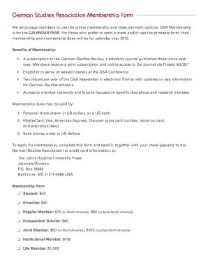 German Studies Association Membership Form